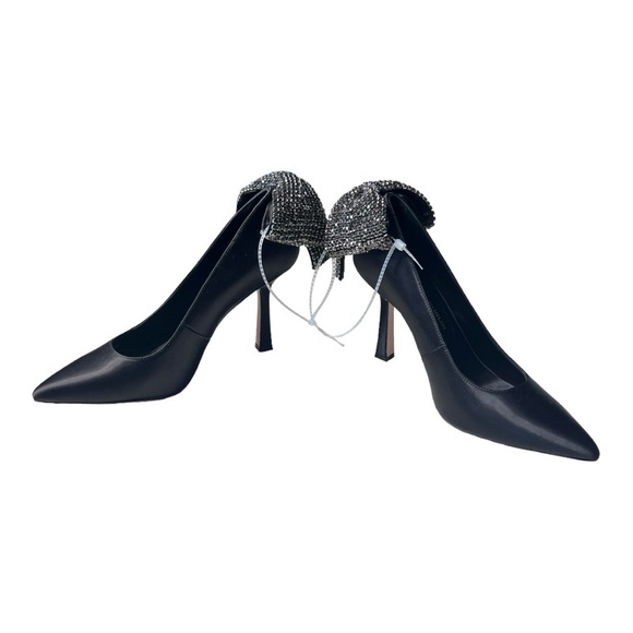 Antonio Melani Black Satin Crystal Bow Apollo Bow Satin Pump NWOB Size 8.5M - Picture 11 of 15